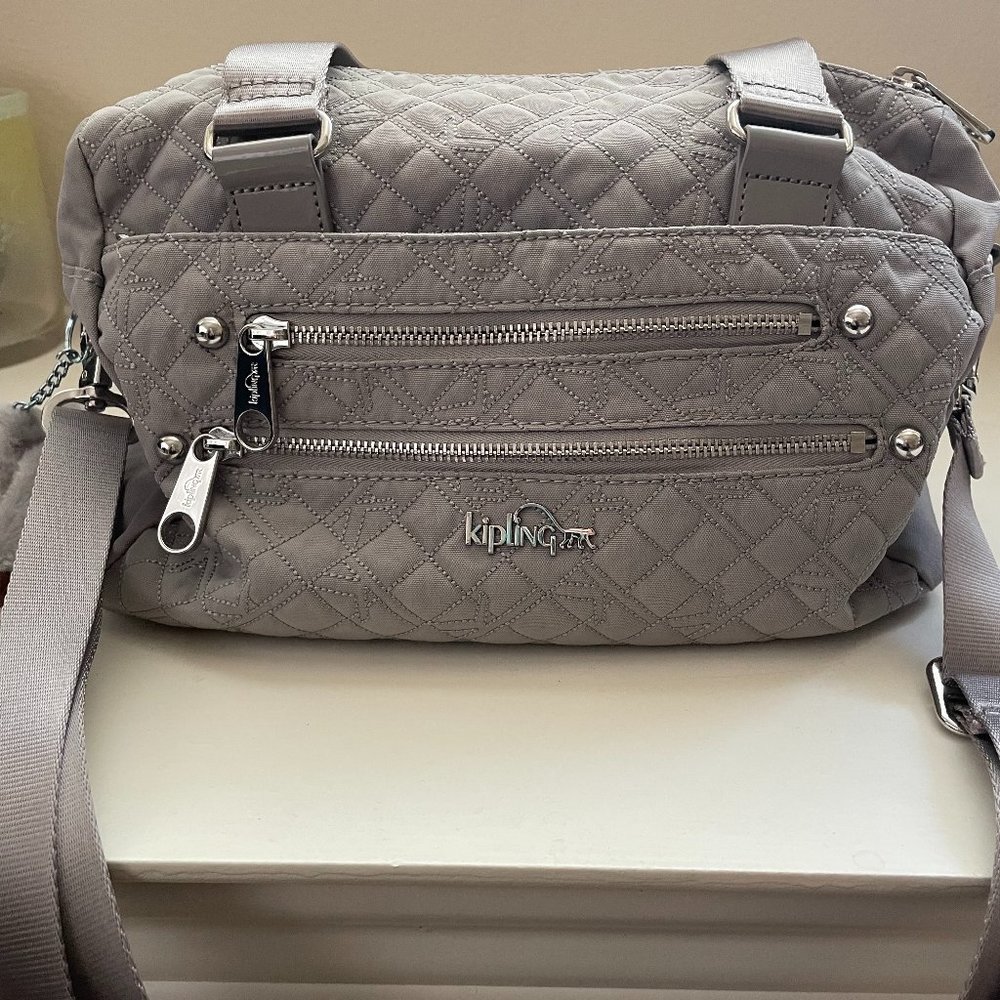 Kipling Gray Quilted Crossbody Bag Purse